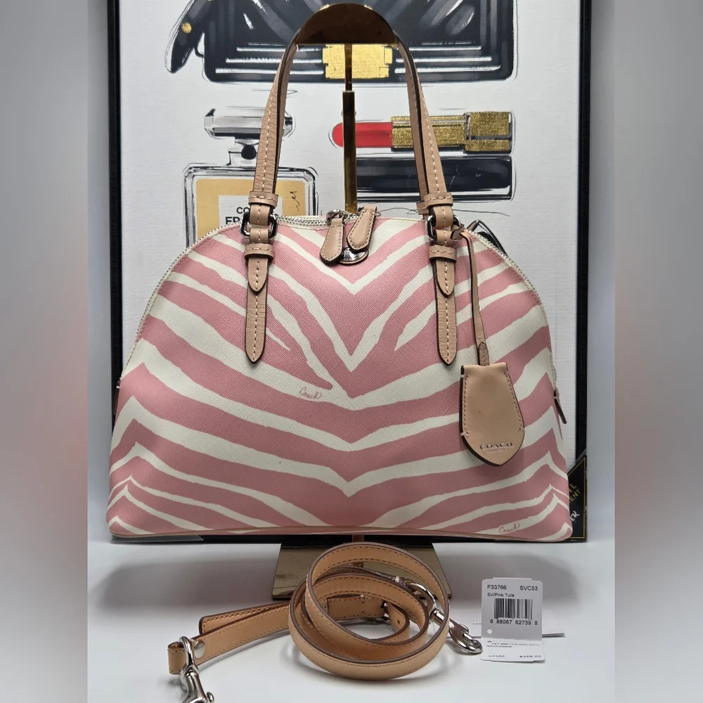 Coach Peyton Zebra Pattern Domed Satchel